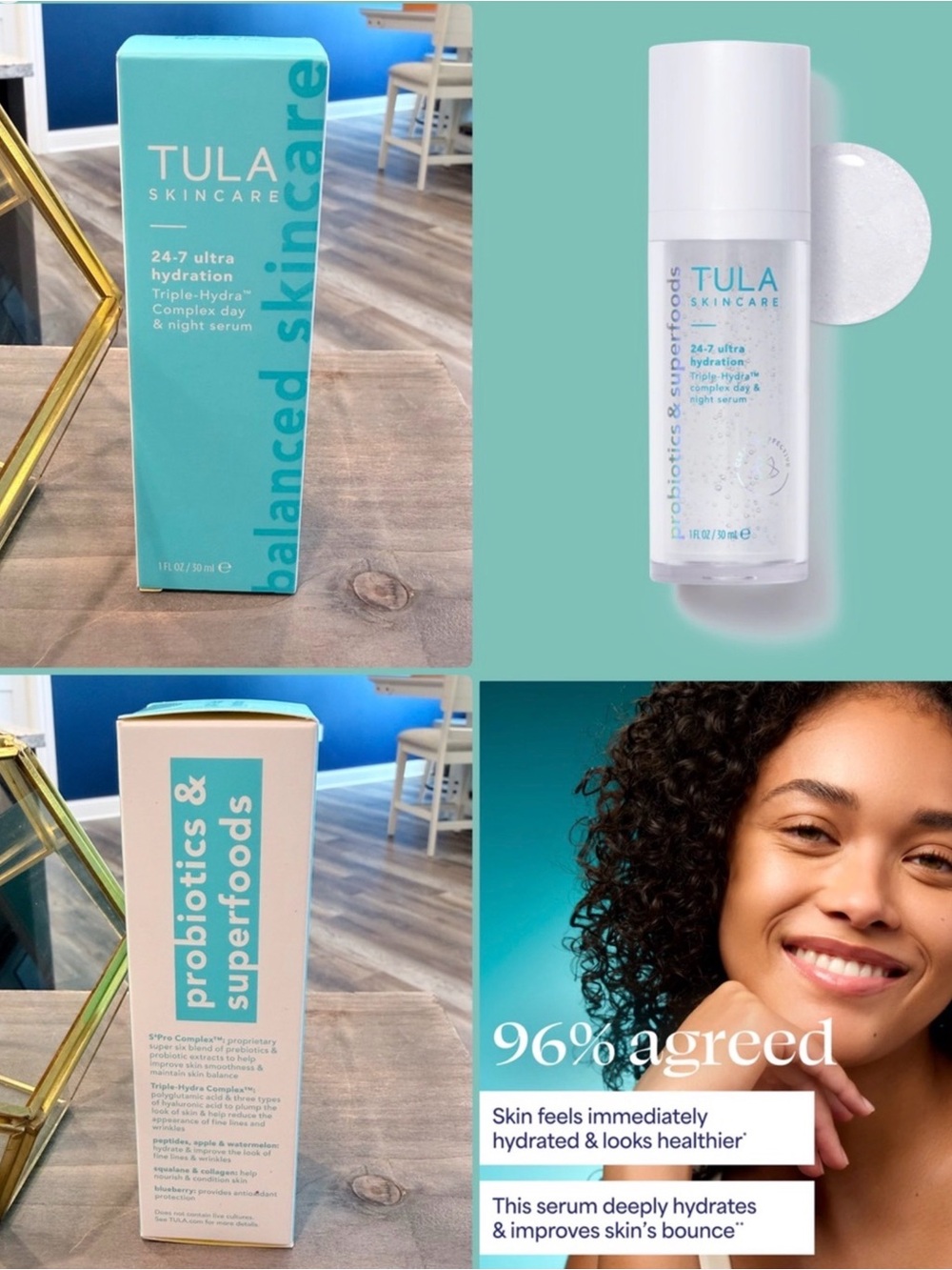 Tula Skincare 24-7 Ultra Hydration Triple-Hydra Complex Day & Night Serum NEW! - Picture 5 of 16
